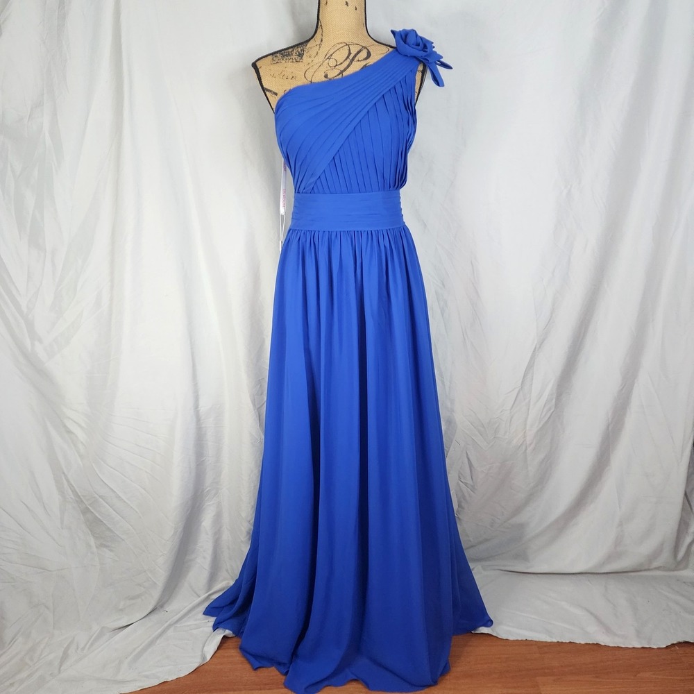 Elegant Blue One-Shoulder Evening Dress
